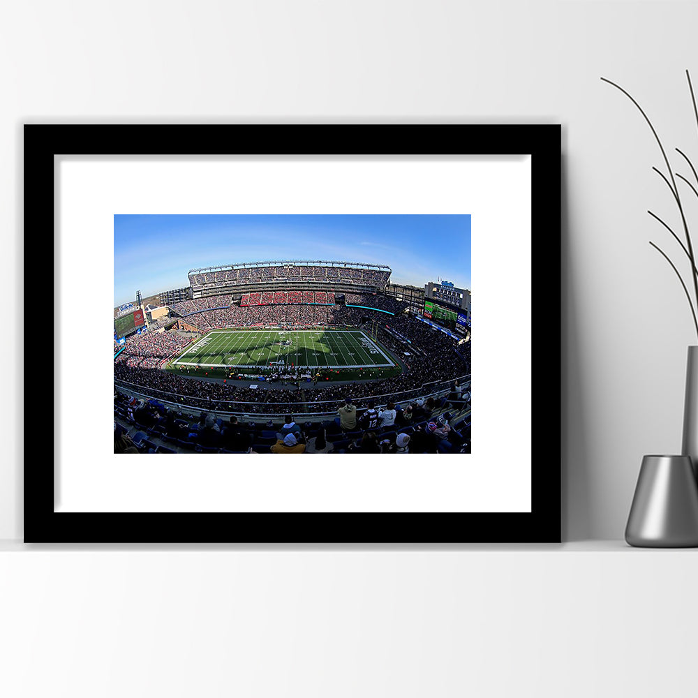 Gillette Stadium Patriots, Stadium Canvas, Sport Art, Gift for him, White Border Framed Art Print Wall Decor
