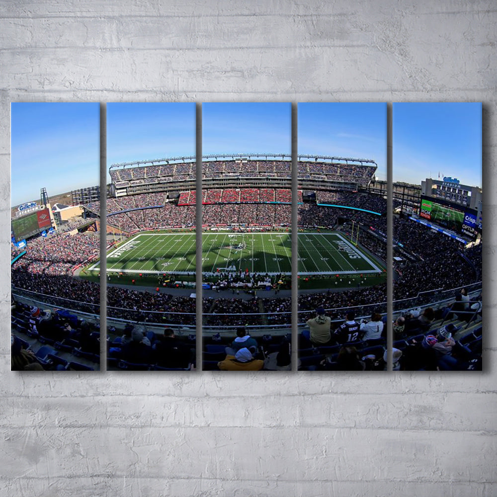 Gillette Stadium Patriots, Stadium Canvas, Sport Art, 5 Panel B, Extra Large Canvas, Canvas Print Wall Art