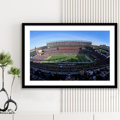 Gillette Stadium Patriots, Stadium Canvas, Sport Art, Gift for him, White Border Framed Art Print Wall Decor