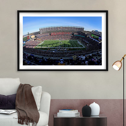 Gillette Stadium Patriots, Stadium Canvas, Sport Art, Gift for him, White Border Framed Art Print Wall Decor