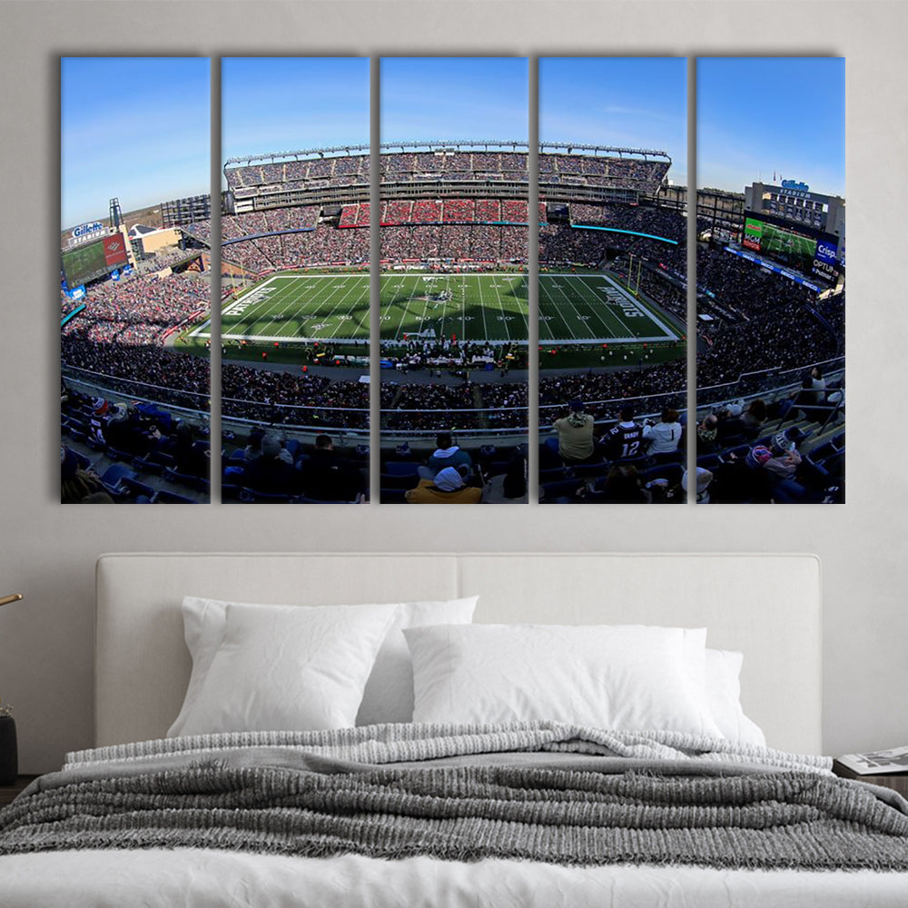 Gillette Stadium Patriots, Stadium Canvas, Sport Art, 5 Panel B, Extra Large Canvas, Canvas Print Wall Art