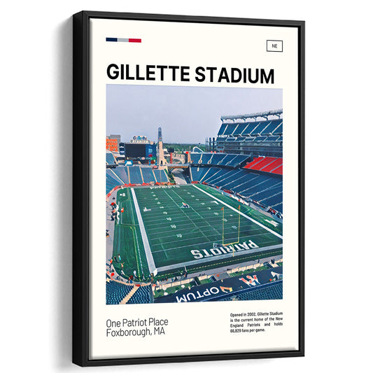 Gillette Stadium Print, New England Patriots Stadium Canvas Art, Man Cave Gift, Floating Framed Canvas Print Wall Art