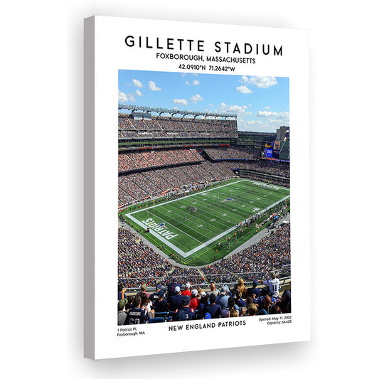 Gillette Stadium, New England Patriots Football Stadium Wall Art Print, Canvas Prints Wall Art, Man Cave Decor
