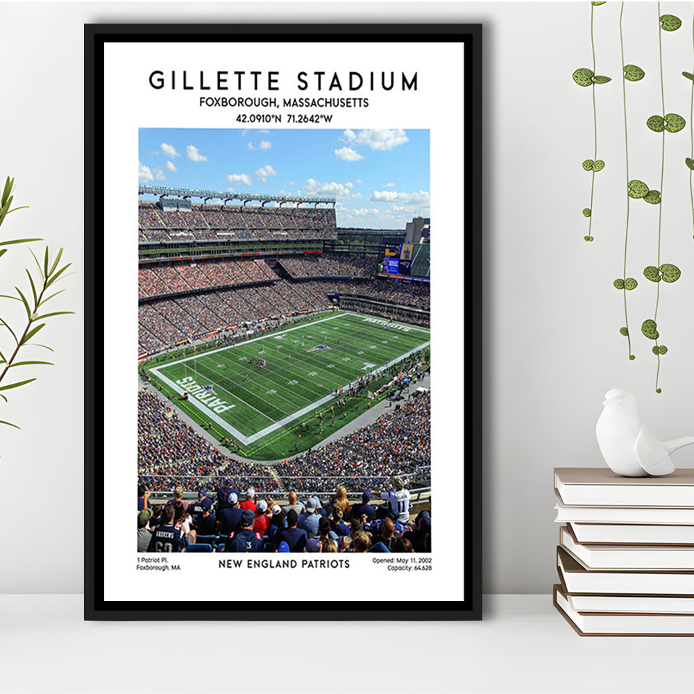 Gillette Stadium, New England Patriots Football Stadium Wall Art Print, Framed Canvas Prints Wall Art