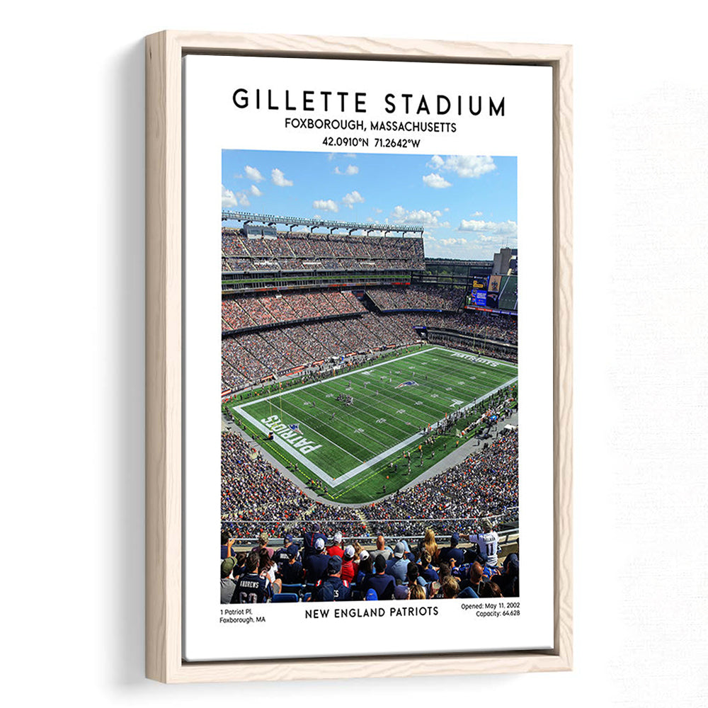Gillette Stadium, New England Patriots Football Stadium Wall Art Print, Framed Canvas Prints Wall Art