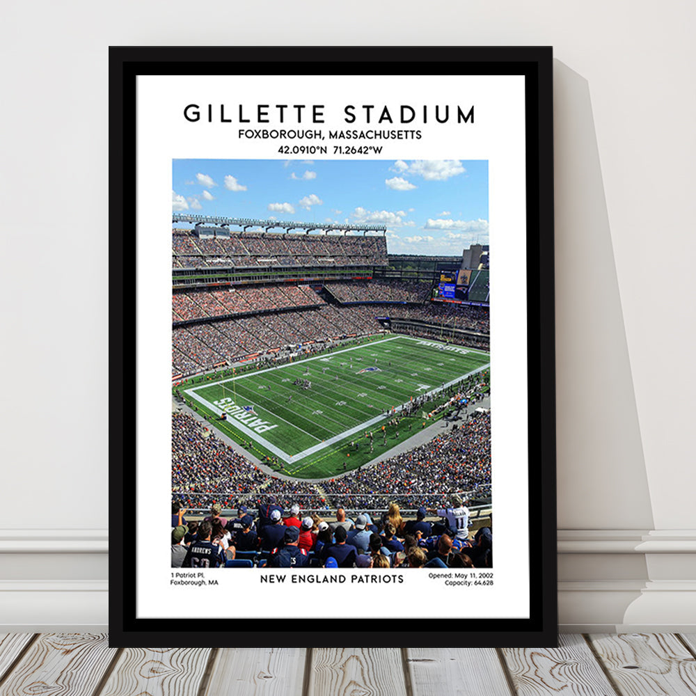 Gillette Stadium, New England Patriots Football Stadium Wall Art Print, Framed Canvas Prints Wall Art