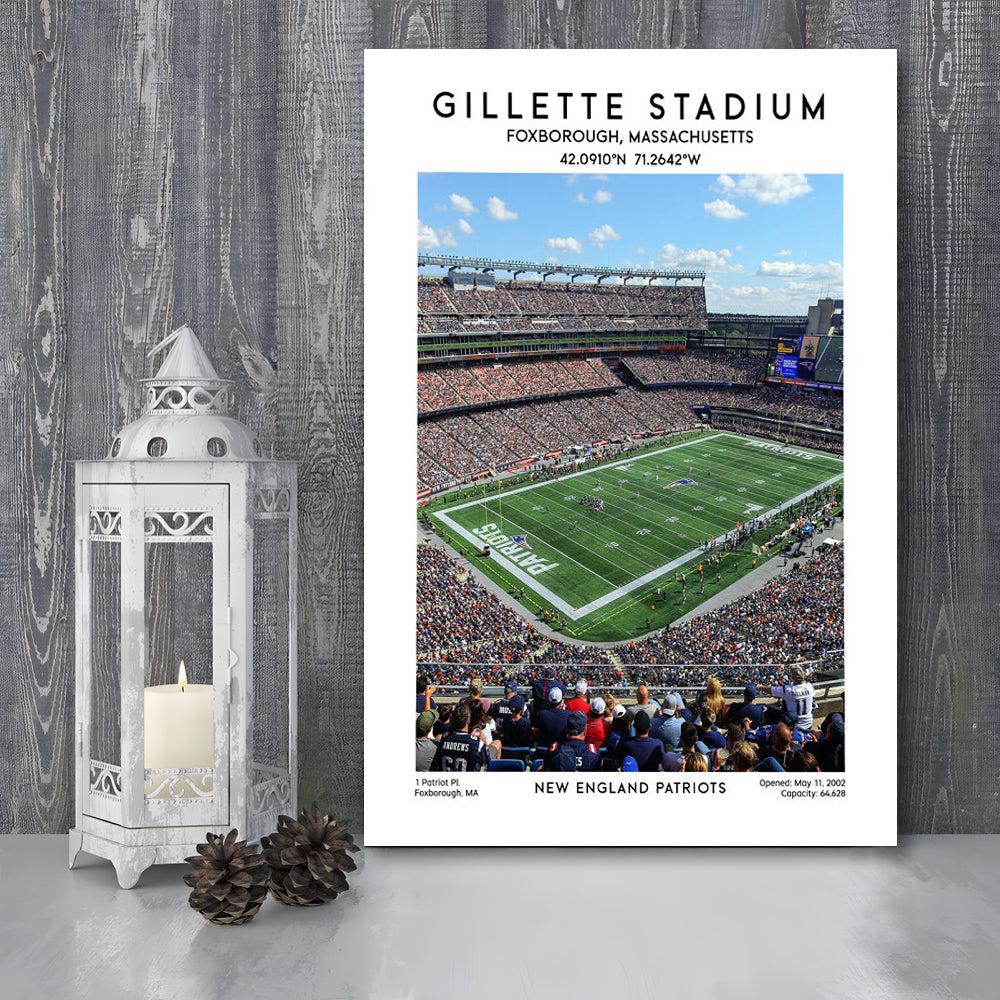 Gillette Stadium, New England Patriots Football Stadium Wall Art Print, Canvas Prints Wall Art, Man Cave Decor