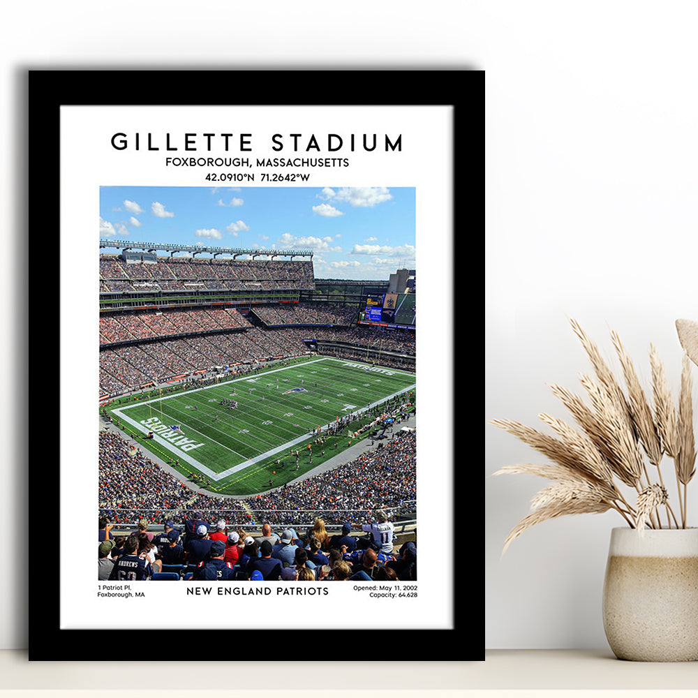 Gillette Stadium, New England Patriots Football Stadium Wall Art Print, Framed Art Prints Wall Decor
