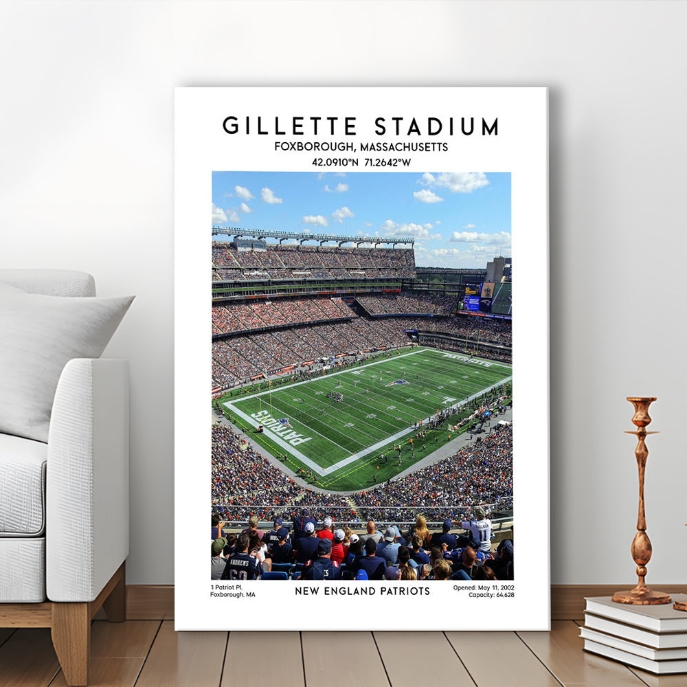 Gillette Stadium, New England Patriots Football Stadium Wall Art Print, Canvas Prints Wall Art, Man Cave Decor