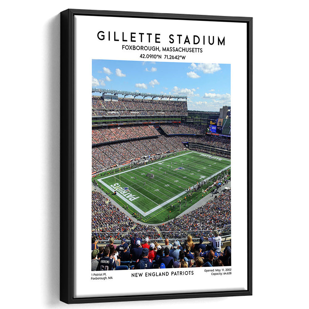 Gillette Stadium, New England Patriots Football Stadium Wall Art Print, Framed Canvas Prints Wall Art