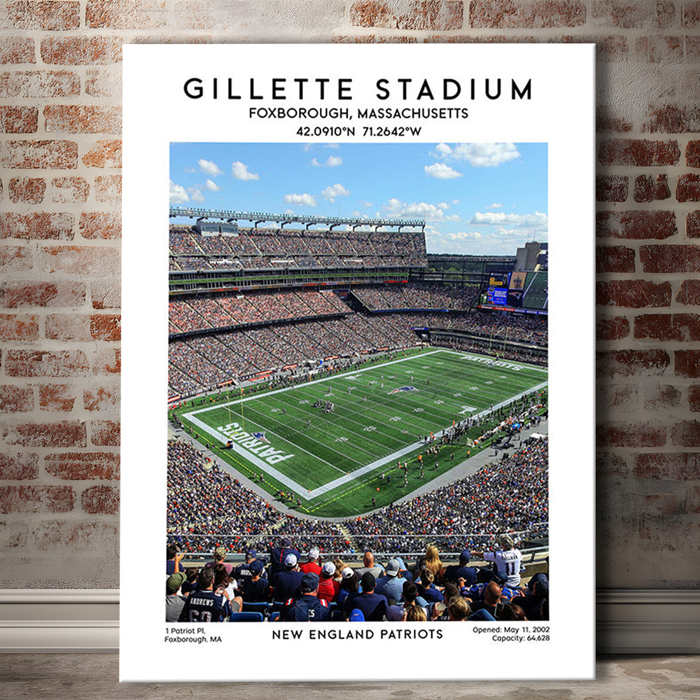 Gillette Stadium, New England Patriots Football Stadium Wall Art Print, Canvas Prints Wall Art, Man Cave Decor