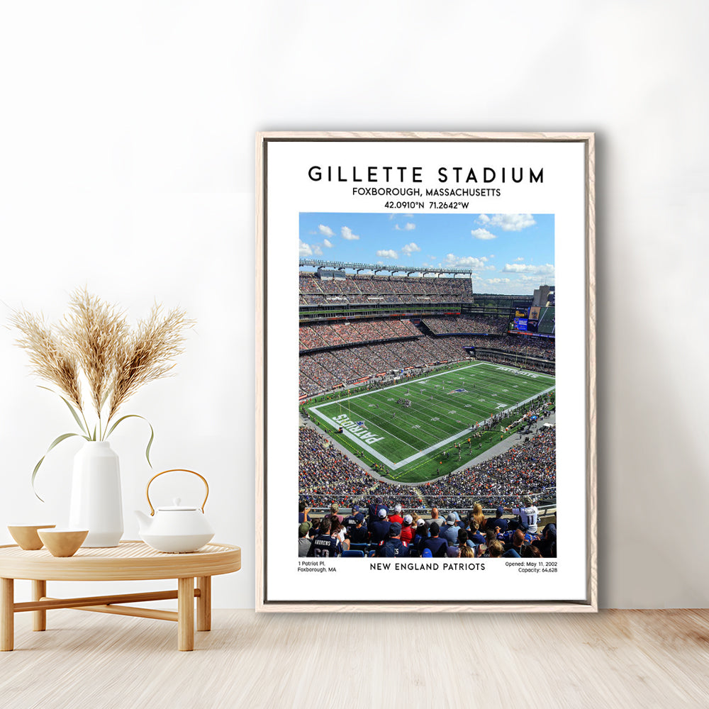 Gillette Stadium, New England Patriots Football Stadium Wall Art Print, Framed Canvas Prints Wall Art