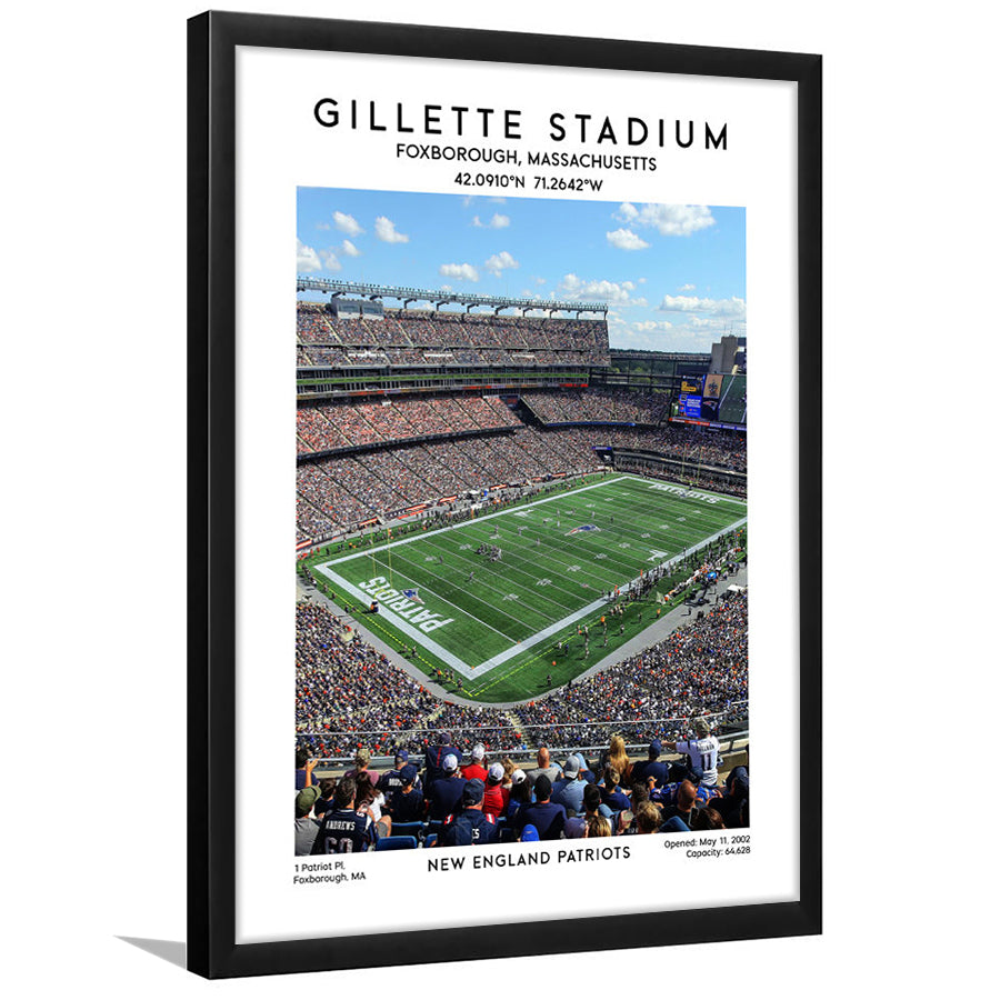 Gillette Stadium, New England Patriots Football Stadium Wall Art Print, Framed Art Prints Wall Decor