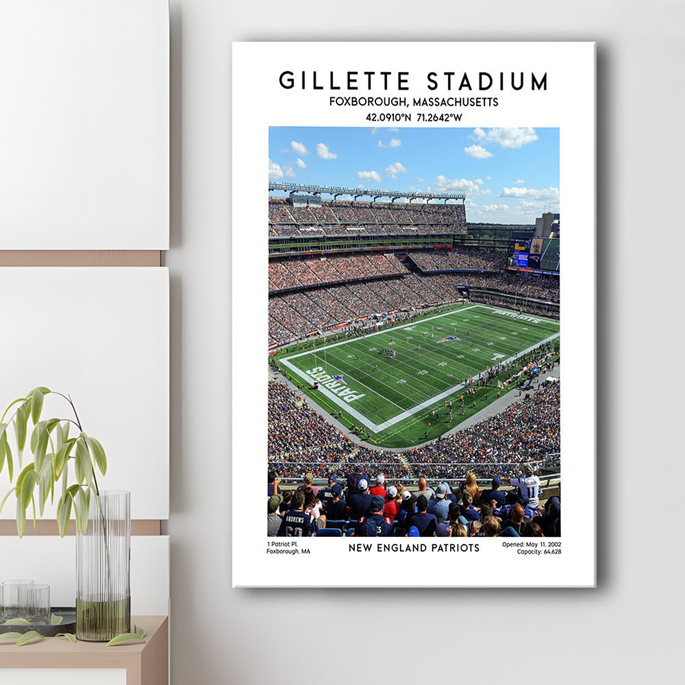 Gillette Stadium, New England Patriots Football Stadium Wall Art Print, Canvas Prints Wall Art, Man Cave Decor