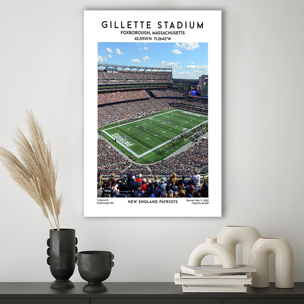 Gillette Stadium, New England Patriots Football Stadium Wall Art Print, Canvas Prints Wall Art, Man Cave Decor