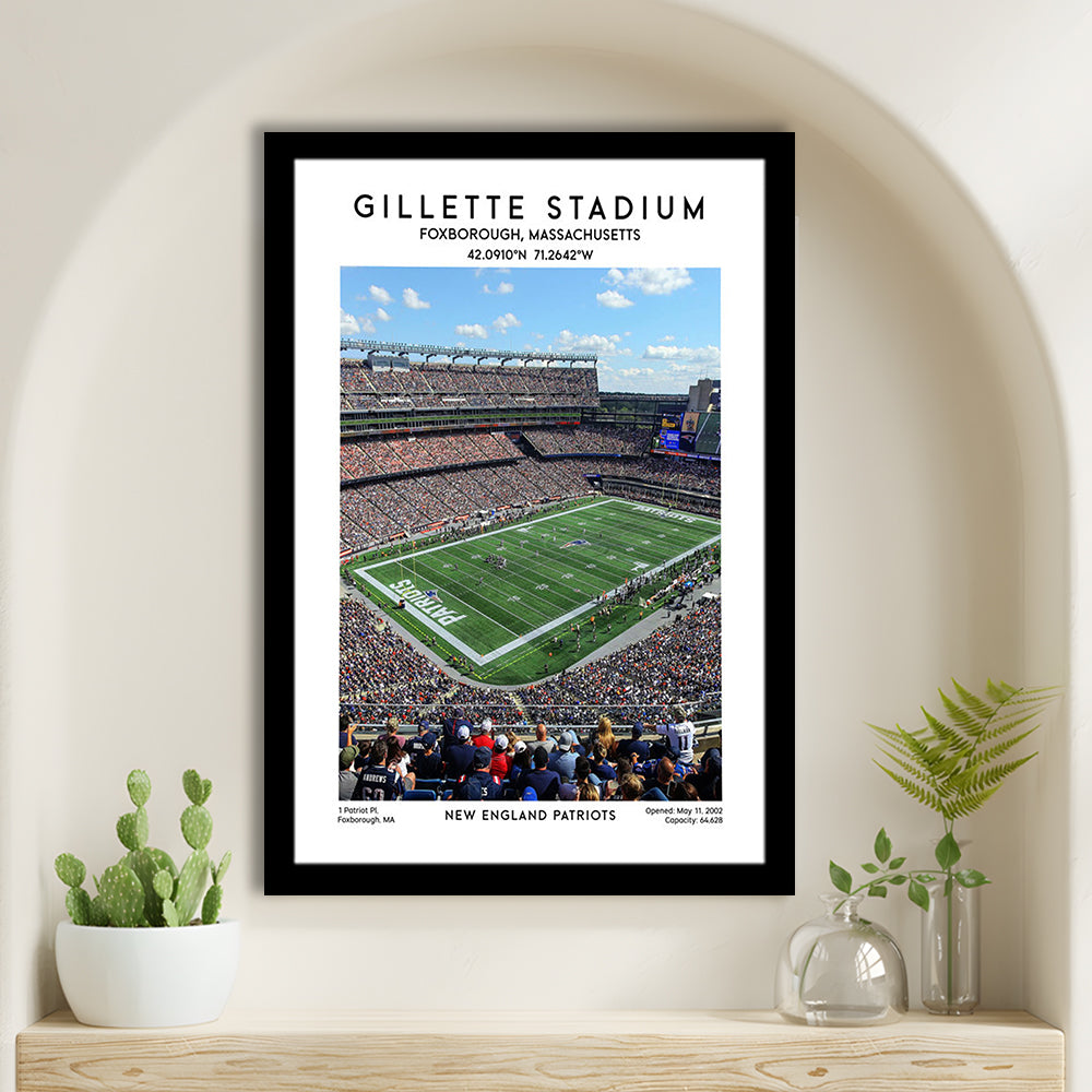 Gillette Stadium, New England Patriots Football Stadium Wall Art Print, Framed Art Prints Wall Decor