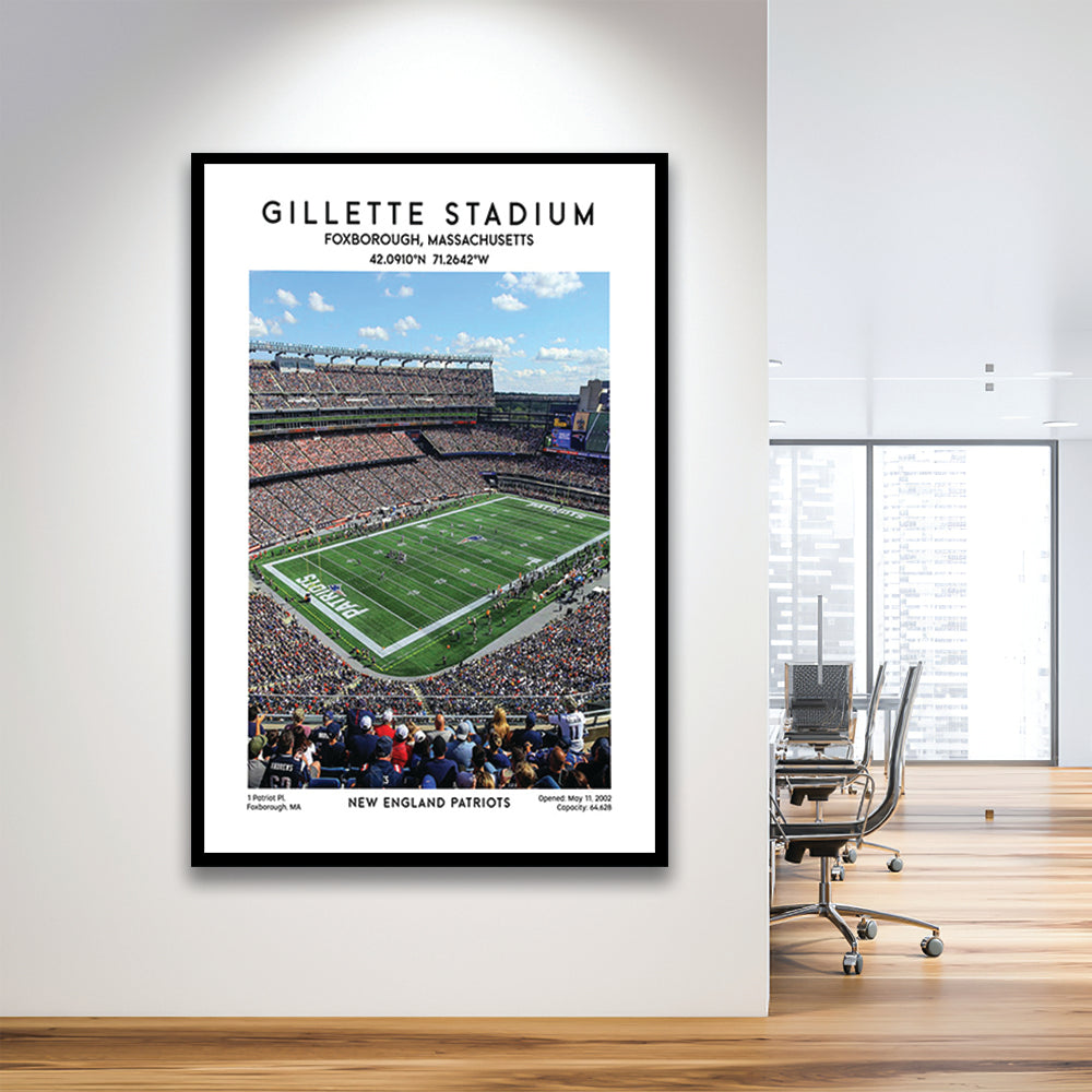Gillette Stadium, New England Patriots Football Stadium Wall Art Print, Framed Art Prints Wall Decor