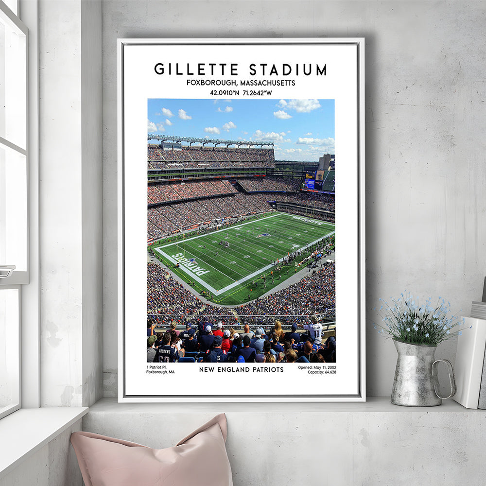 Gillette Stadium, New England Patriots Football Stadium Wall Art Print, Framed Canvas Prints Wall Art