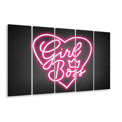 Girl Boss Art Print, Extra Large 5 Panels Multi Canvas Print Wall Art, Home Decor