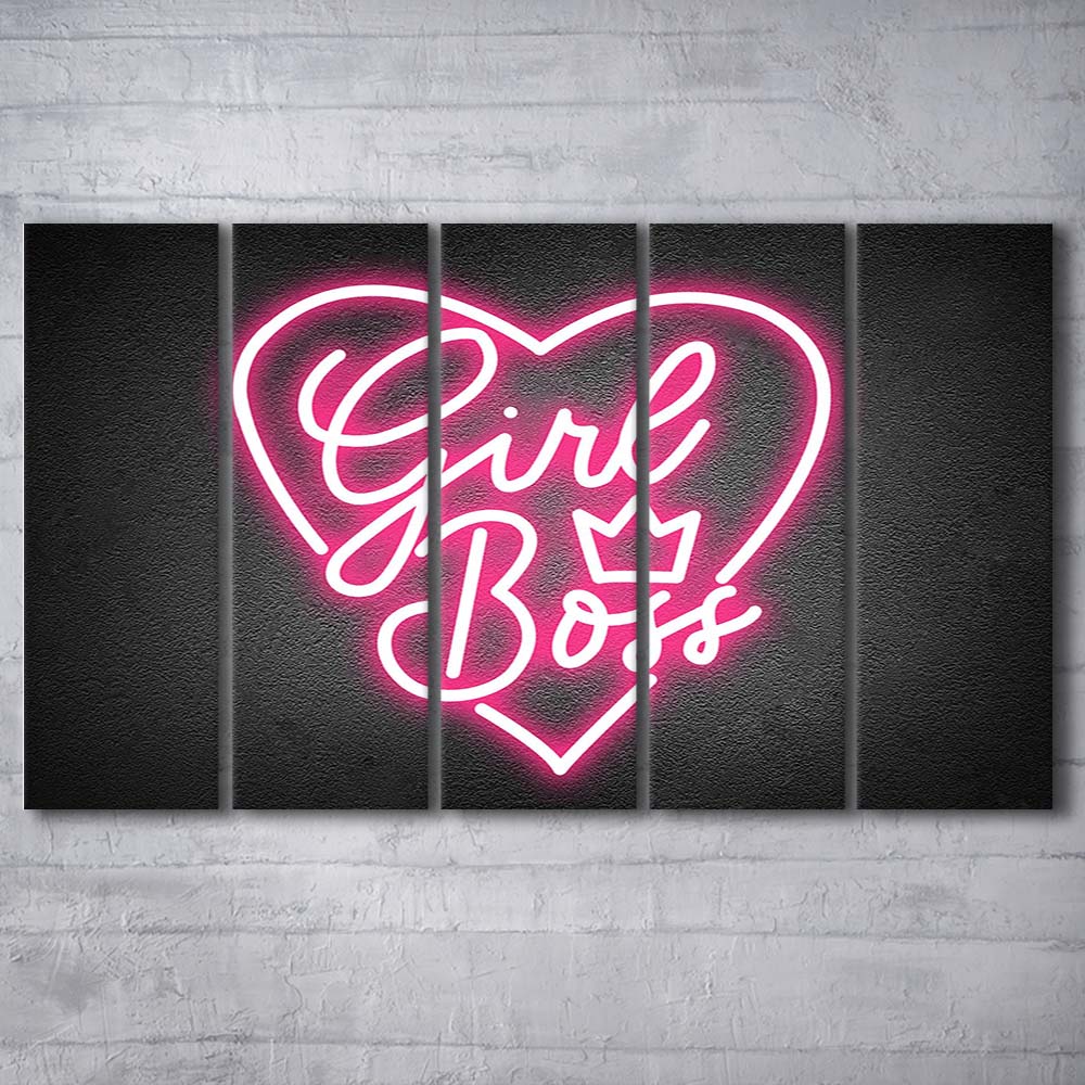 Girl Boss Art Print, Extra Large 5 Panels Multi Canvas Print Wall Art, Home Decor