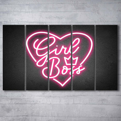 Girl Boss Art Print, Extra Large 5 Panels Multi Canvas Print Wall Art, Home Decor