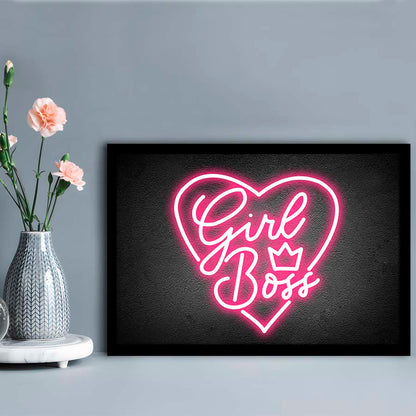 Girl Boss Art Print, Framed Art Print Wall Decor, Neon Art Print, Picture Framed