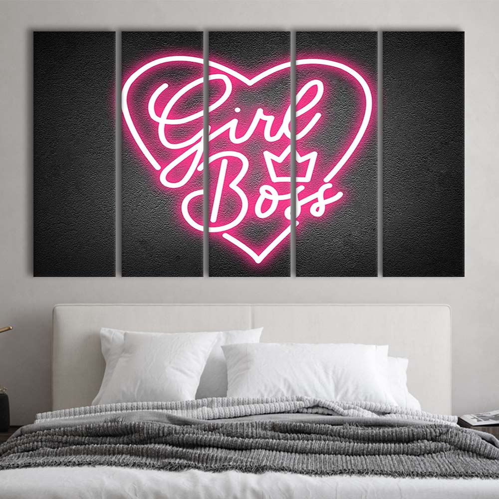 Girl Boss Art Print, Extra Large 5 Panels Multi Canvas Print Wall Art, Home Decor