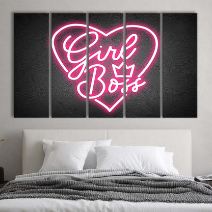 Girl Boss Art Print, Extra Large 5 Panels Multi Canvas Print Wall Art, Home Decor