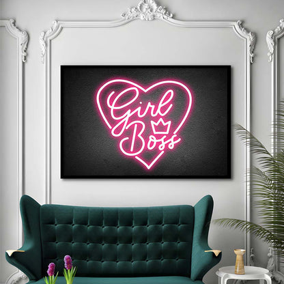 Girl Boss Art Print, Framed Art Print Wall Decor, Neon Art Print, Picture Framed