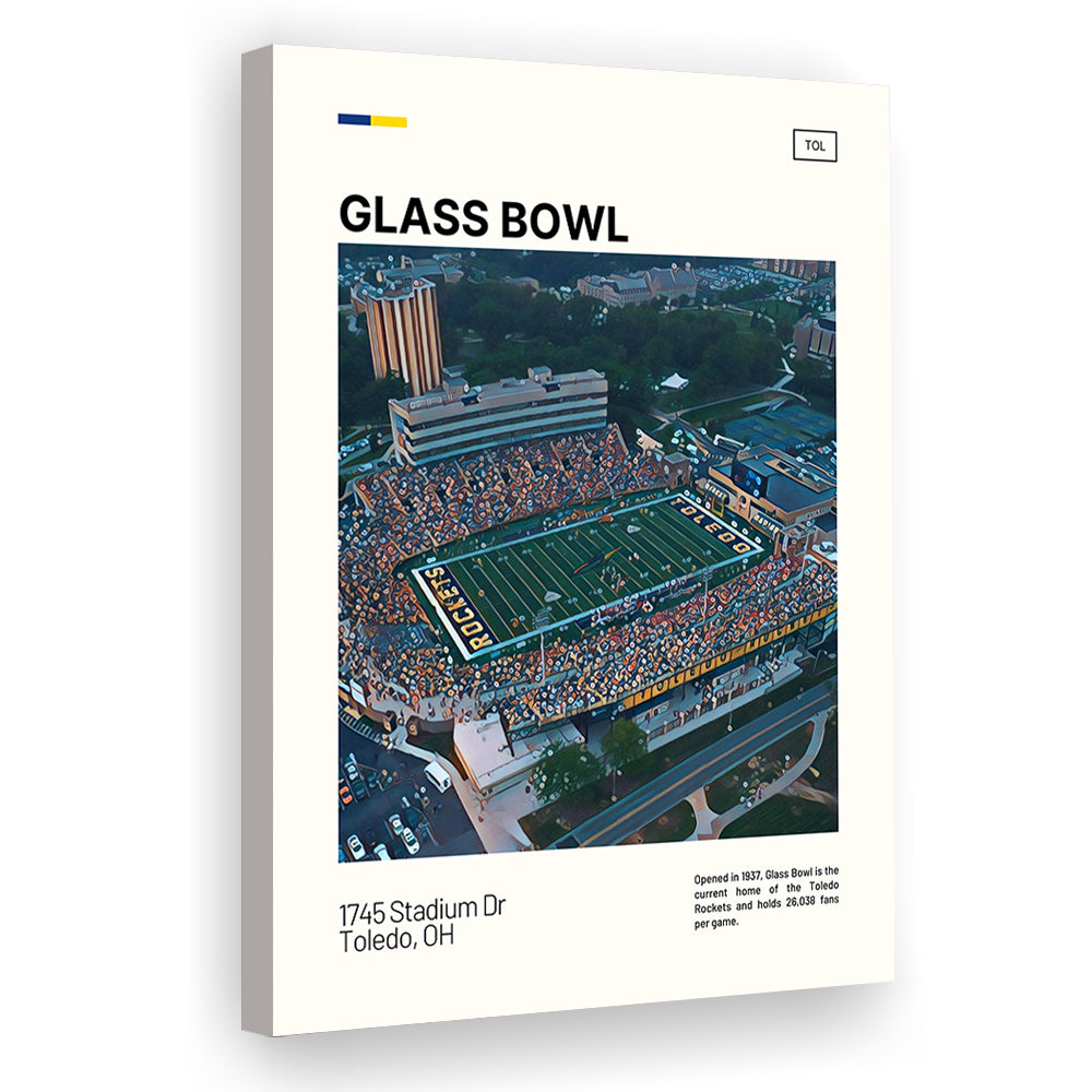 Glass Bowl Print, Toledo Rockets Stadium Canvas Art, Fan Gifts, Sport Art, Canvas Print Wall Art