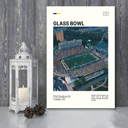 Glass Bowl Print, Toledo Rockets Stadium Canvas Art, Fan Gifts, Sport Art, Canvas Print Wall Art