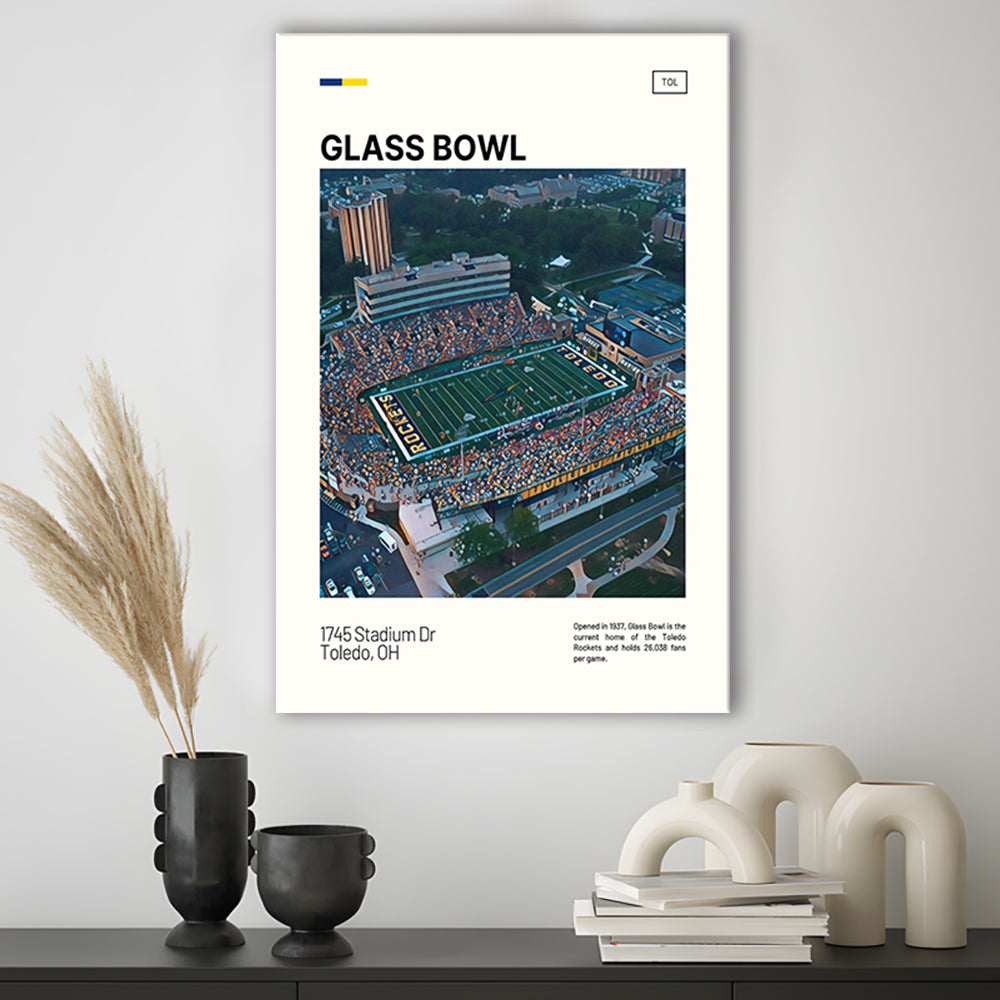 Glass Bowl Print, Toledo Rockets Stadium Canvas Art, Fan Gifts, Sport Art, Canvas Print Wall Art