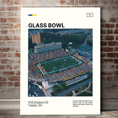 Glass Bowl Print, Toledo Rockets Stadium Canvas Art, Fan Gifts, Sport Art, Canvas Print Wall Art