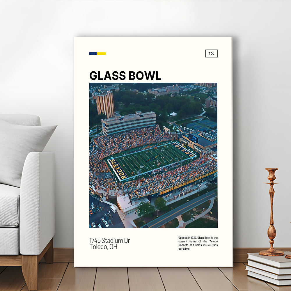 Glass Bowl Print, Toledo Rockets Stadium Canvas Art, Fan Gifts, Sport Art, Canvas Print Wall Art