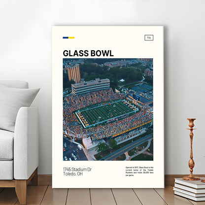 Glass Bowl Print, Toledo Rockets Stadium Canvas Art, Fan Gifts, Sport Art, Canvas Print Wall Art