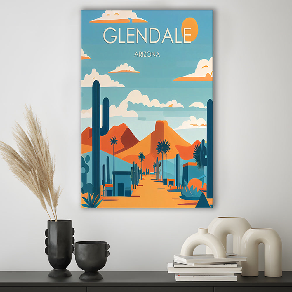 Glendale Arizona Retro Art Print, Glendale City Wall Art, Canvas Print, Painting Canvas, Living Room Decor