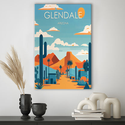 Glendale Arizona Retro Art Print, Glendale City Wall Art, Canvas Print, Painting Canvas, Living Room Decor