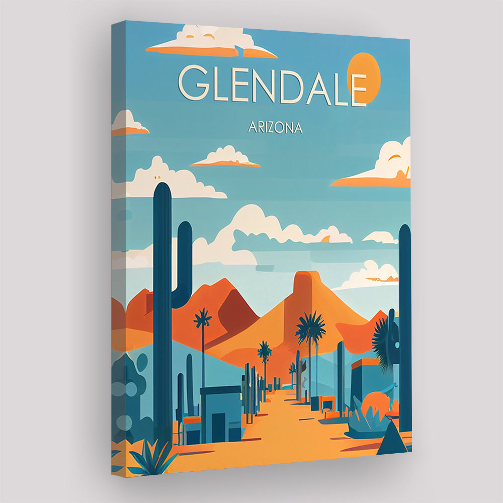 Glendale Arizona Retro Art Print, Glendale City Wall Art, Canvas Print, Painting Canvas, Living Room Decor