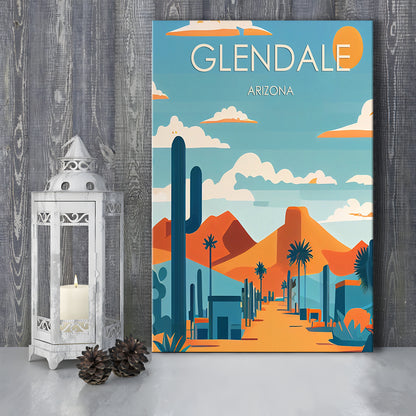 Glendale Arizona Retro Art Print, Glendale City Wall Art, Canvas Print, Painting Canvas, Living Room Decor