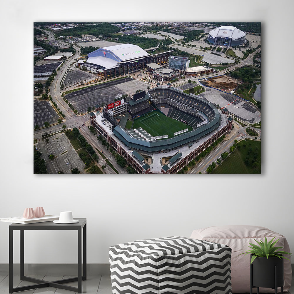 Globe Life Field Aerial View, Stadium Canvas, Sport Art, Gift for him, Man Cave Decor, Art Print, Canvas Print Wall Art