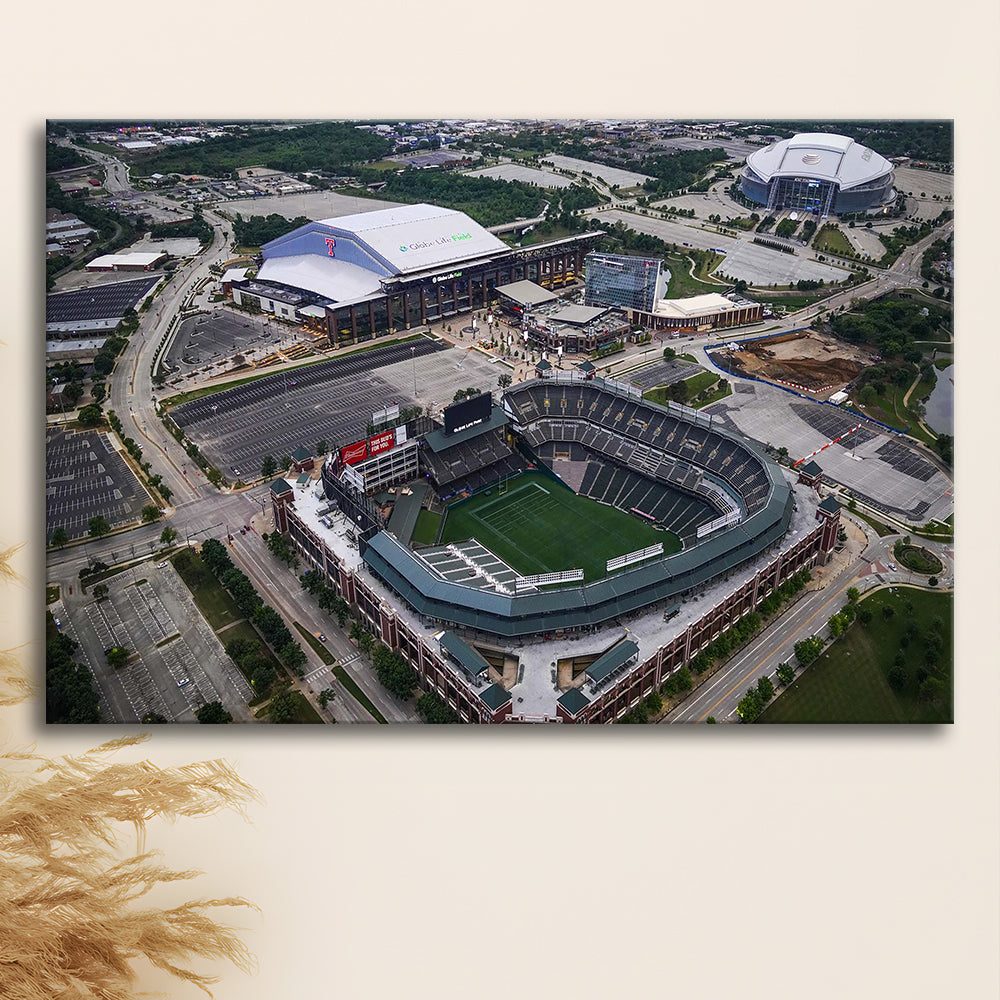 Globe Life Field Aerial View, Stadium Canvas, Sport Art, Gift for him, Man Cave Decor, Art Print, Canvas Print Wall Art