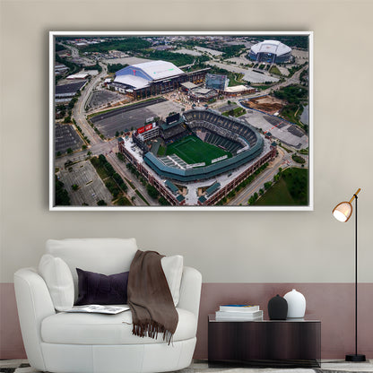 Globe Life Field Aerial View, Stadium Canvas, Sport Art, Framed Canvas Print Wall Art, Floating Frame