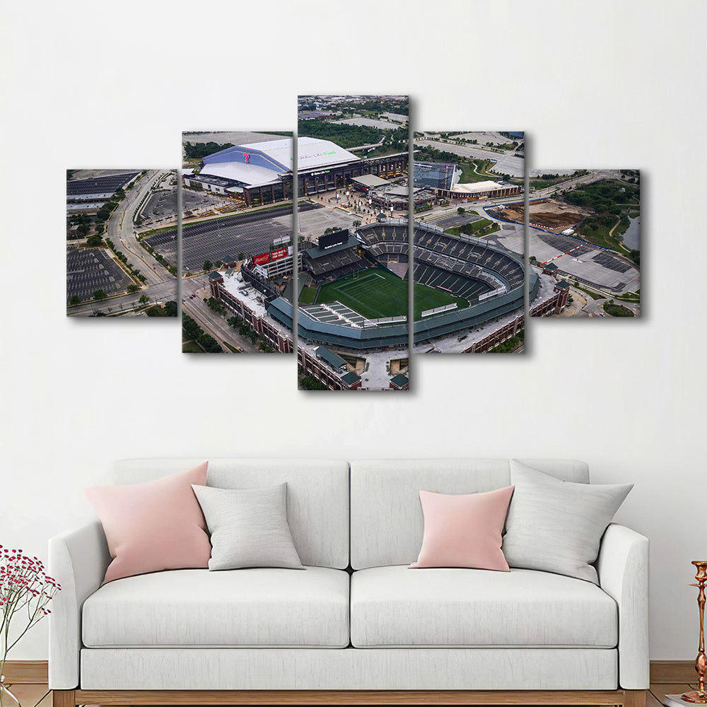 Globe Life Field Aerial View, Stadium Canvas, Sport Art, Gift for him, 5 Panel, Large Canvas, Canvas Print Wall Art