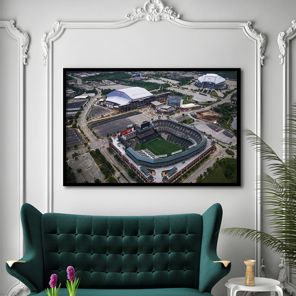 Globe Life Field Aerial View, Stadium Canvas, Sport Art, Gift for him, Framed Art Print Wall Decor, Picture Framed