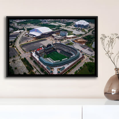 Globe Life Field Aerial View, Stadium Canvas, Sport Art, Framed Canvas Print Wall Art, Floating Frame