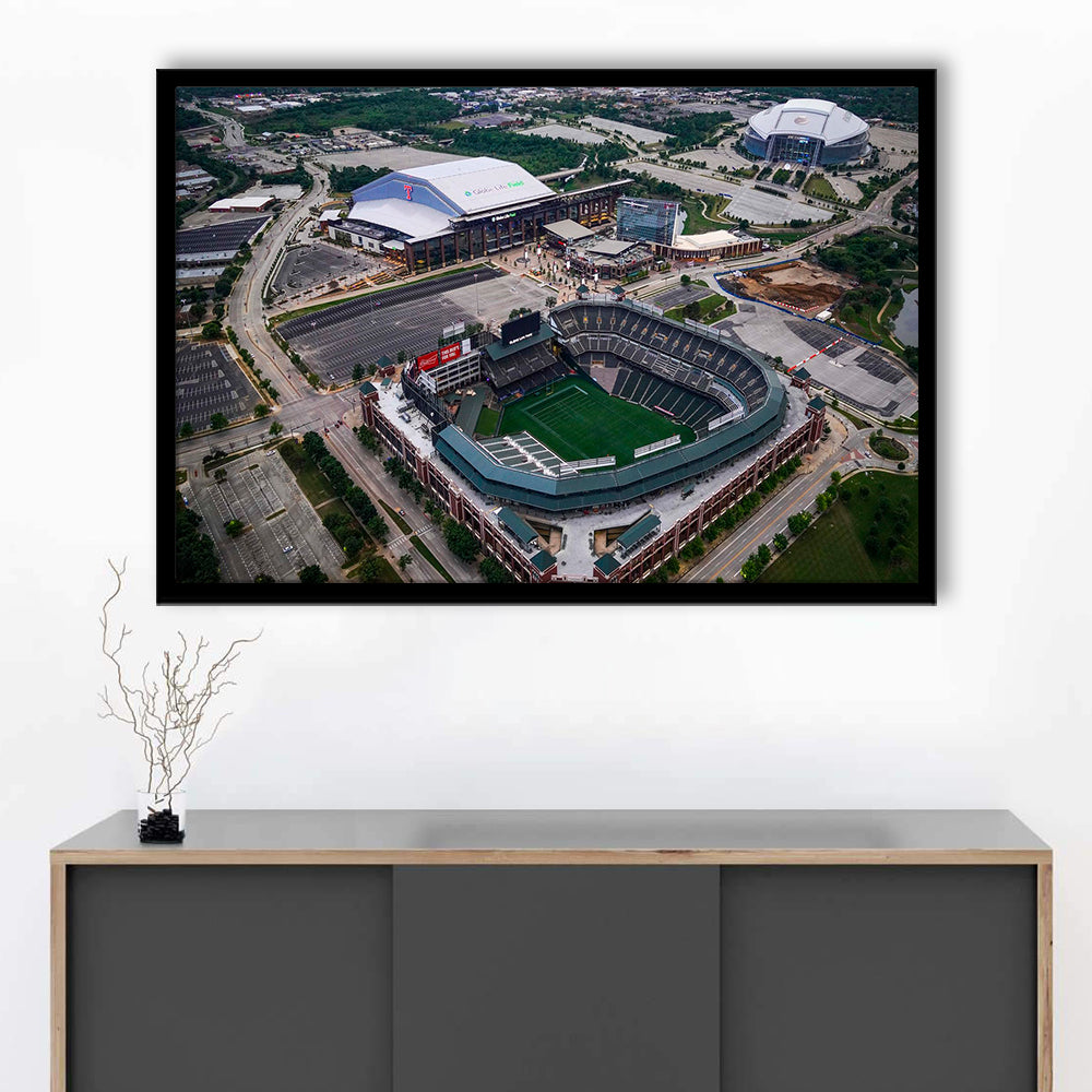 Globe Life Field Aerial View, Stadium Canvas, Sport Art, Gift for him, Framed Art Print Wall Decor, Picture Framed
