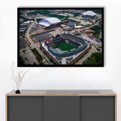 Globe Life Field Aerial View, Stadium Canvas, Sport Art, Gift for him, Framed Art Print Wall Decor, Picture Framed