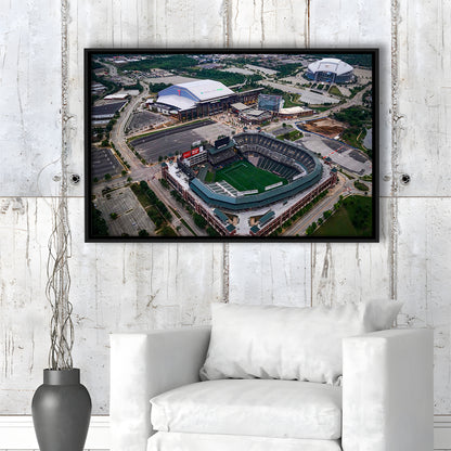Globe Life Field Aerial View, Stadium Canvas, Sport Art, Framed Canvas Print Wall Art, Floating Frame
