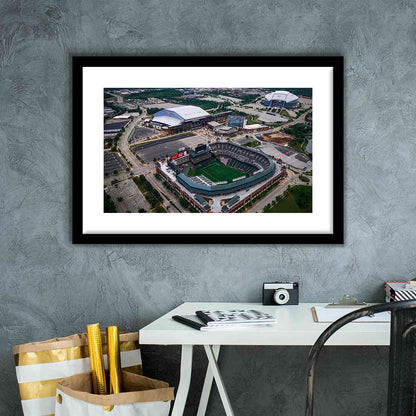 Globe Life Field Aerial View, Stadium Canvas, Sport Art, Gift for him, White Border Framed Art Print Wall Decor