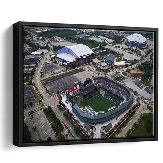 Globe Life Field Aerial View, Stadium Canvas, Sport Art, Framed Canvas Print Wall Art, Floating Frame